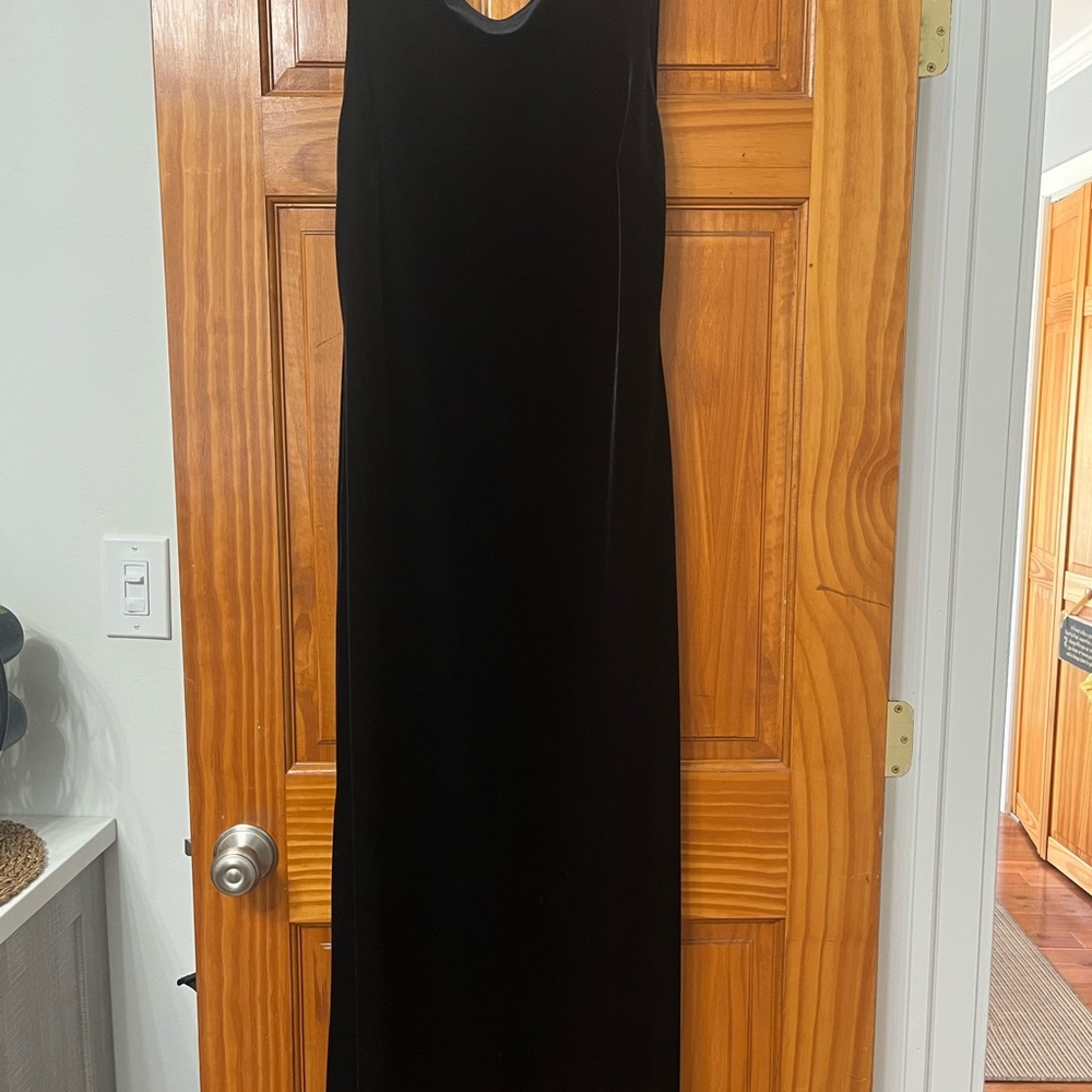 Long black velvet dress